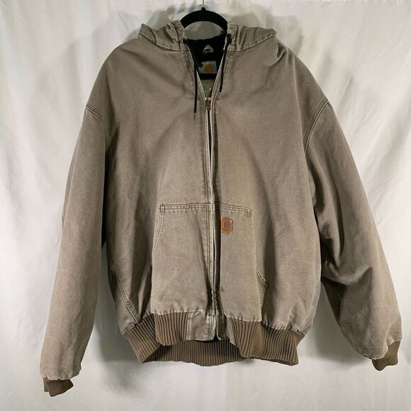 Carhartt Jacket Men's XXL Tall Grey Full Zip Fleece Lined Drawstring Pockets - Picture 1 of 16